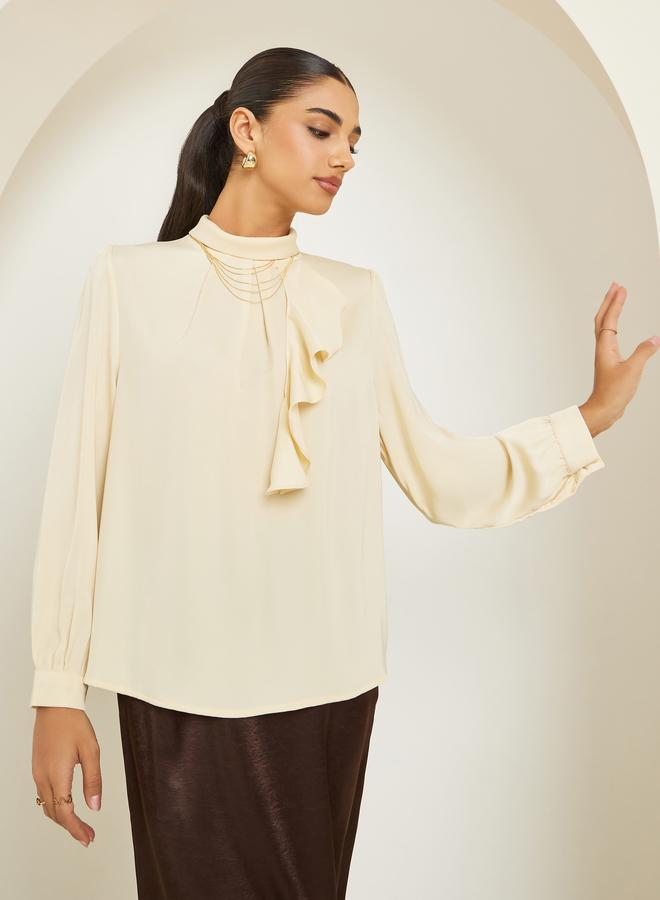 ستايلي بلوزة ساتان مزينة - Image 3